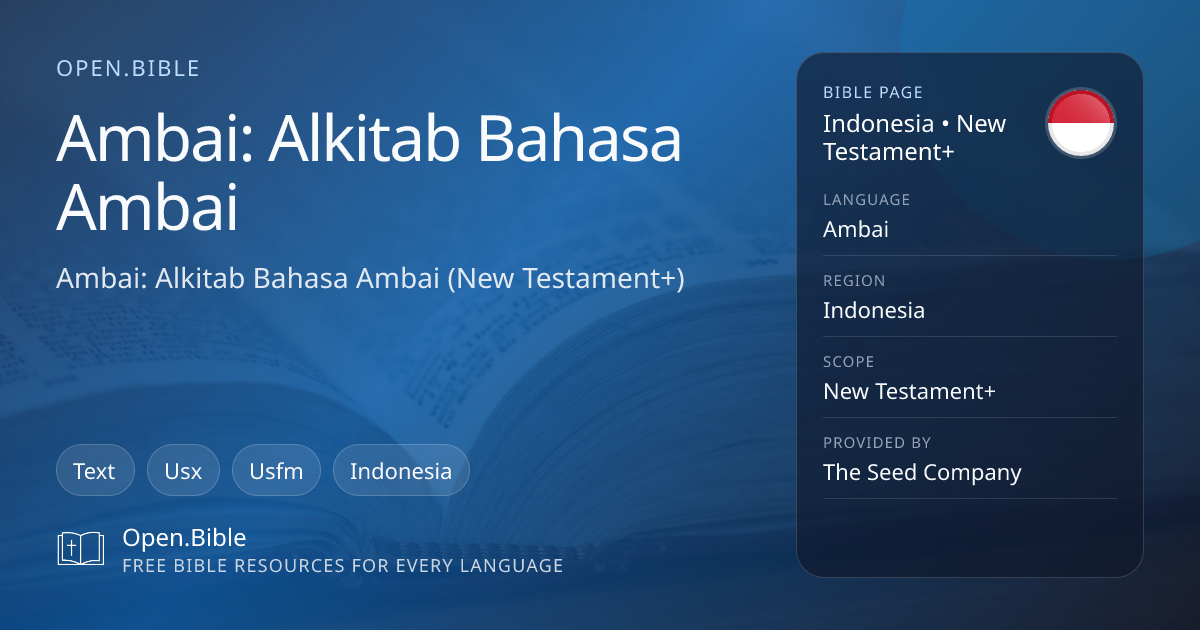 Alkitab Bahasa Ambai Bible in Ambai (New Testament+) | Open.Bible