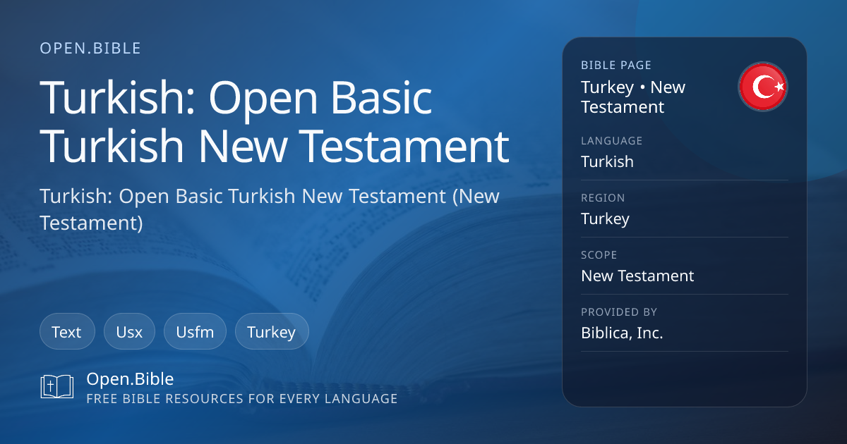 Open Basic Turkish New Testament Bible in Turkish | Open.Bible