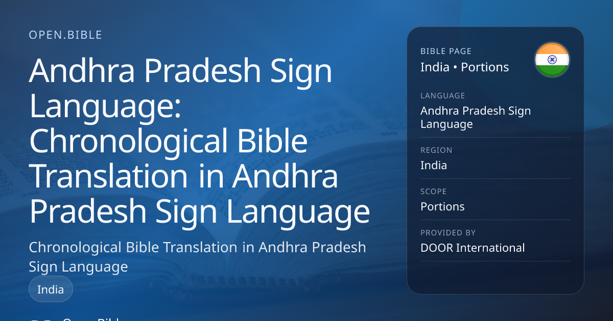 Chronological Bible Translation in Andhra Pradesh Sign Language ...