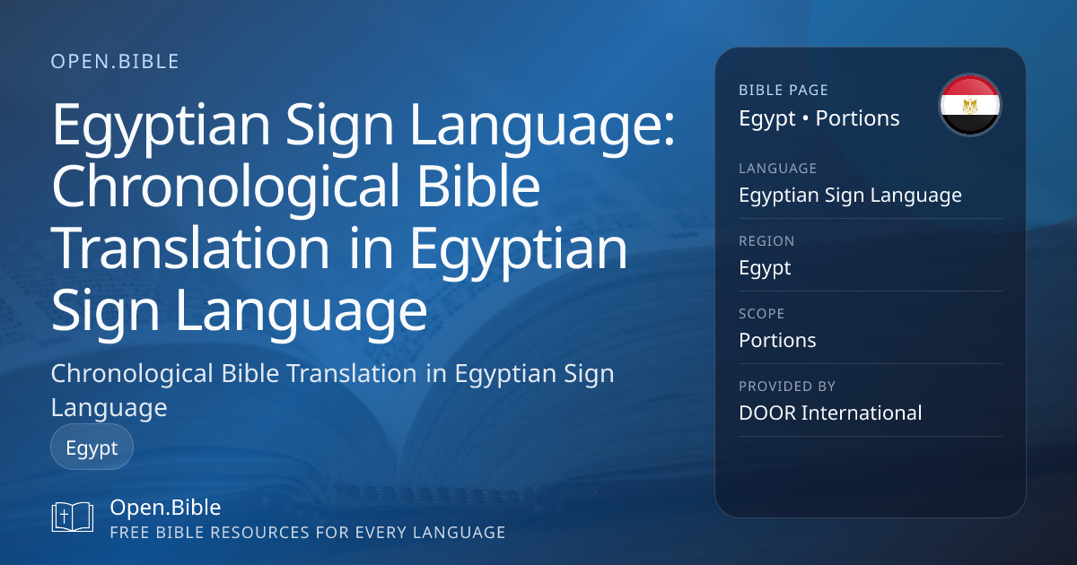 Chronological Bible Translation in Egyptian Sign Language (Portions ...