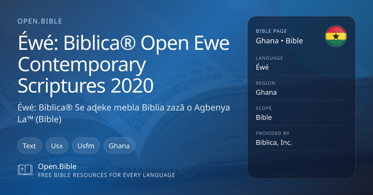 Biblica® Open Ewe Contemporary Scriptures 2020 Bible in Éwé | Open.Bible