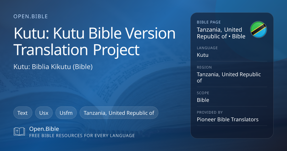 Kutu Bible Version Translation Project | Open.Bible